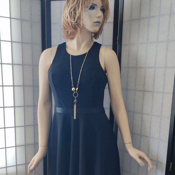 Calvin Klein Designer High-Neck Fit & Flare Asymmetrical Hem Cocktail Dress Sz 8 - Picture 3 of 12